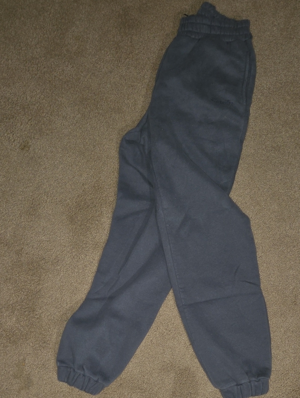 Women's Dark Navy Elastic-Waist Jogger Pants with Cuffed Ankles